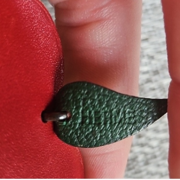 Hermès Red Green Apple Leather Key Bag Charm Chain Link - Picture 10 of 11